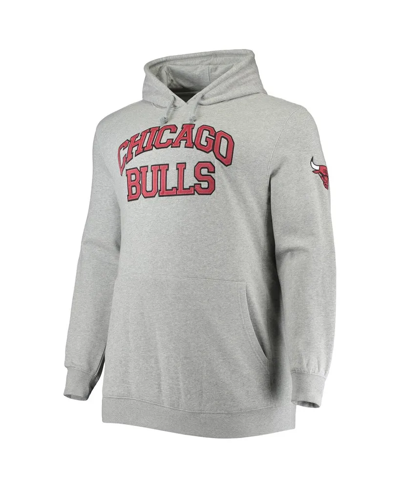 Men's Mitchell & Ness Heather Gray Chicago Bulls Hardwood Classics Big and Tall Throwback Pullover Hoodie