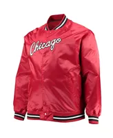 Men's Mitchell & Ness Red Chicago Bulls Big and Tall Hardwood Classics Raglan Satin Full-Snap Jacket