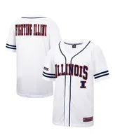 Men's Colosseum White and Navy Illinois Fighting Illini Free Spirited Baseball Jersey