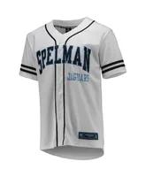 Men's Colosseum White and Navy Spelman College Jaguars Free Spirited Baseball Jersey