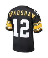 Men's Mitchell & Ness Terry Bradshaw Black Pittsburgh Steelers 1975 Authentic Throwback Retired Player Jersey