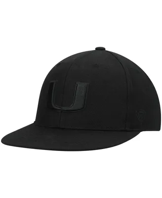 Men's Top of the World Miami Hurricanes Black on Black Fitted Hat