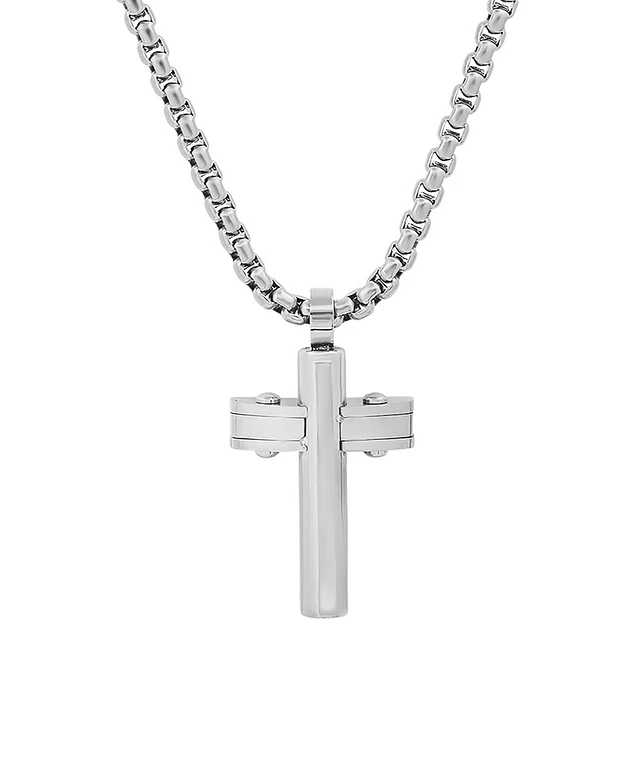 Cross Necklace Macys Mens Silver Necklace Blackjack Men's Cross 24