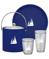 Pastimes 14 Oz Double Old Fashioned Short Drinking Sailboat Glass, Set of 4