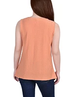 Women's Sleeveless Knit Eyelet Top with Hardware