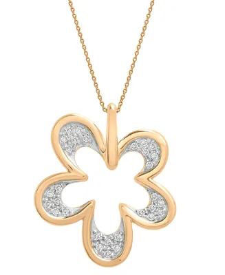 Wrapped Diamond Flower 20" Pendant Necklace (1/6 ct. t.w.) in 14k Gold, Created for Macy's