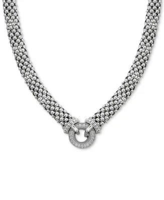 Diamond Circle Mesh 17" Statement Necklace (1/3 ct. t.w.) in Sterling Silver