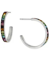 Giani Bernini Crystal Small Hoop Earrings Sterling Silver, 1", Created for Macy's