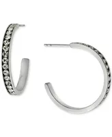 Giani Bernini Crystal Small Hoop Earrings in Sterling Silver, 1", Created for Macy's