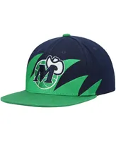 Men's Mitchell & Ness Blue and Green Dallas Mavericks Hardwood Classics Sharktooth Snapback Hat