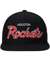 Men's Mitchell & Ness Black Houston Rockets Hardwood Classics Script 2.0 Snapback Hat