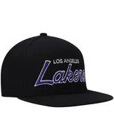Men's Mitchell & Ness Black Los Angeles Lakers Hardwood Classics Script 2.0 Snapback Hat