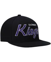 Men's Mitchell & Ness Black Sacramento Kings Hardwood Classics Script 2.0 Snapback Hat