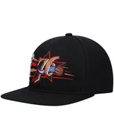 Men's Mitchell & Ness Black Philadelphia 76ers Hardwood Classics Retro Bolt Deadstock Snapback Hat