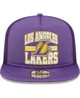 Men's New Era Purple Los Angeles Lakers Logo A-Frame 9Fifty Trucker Snapback Hat