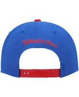 Men's Mitchell & Ness Royal and Red Philadelphia 76ers Hardwood Classics Gradient Wordmark Snapback Hat