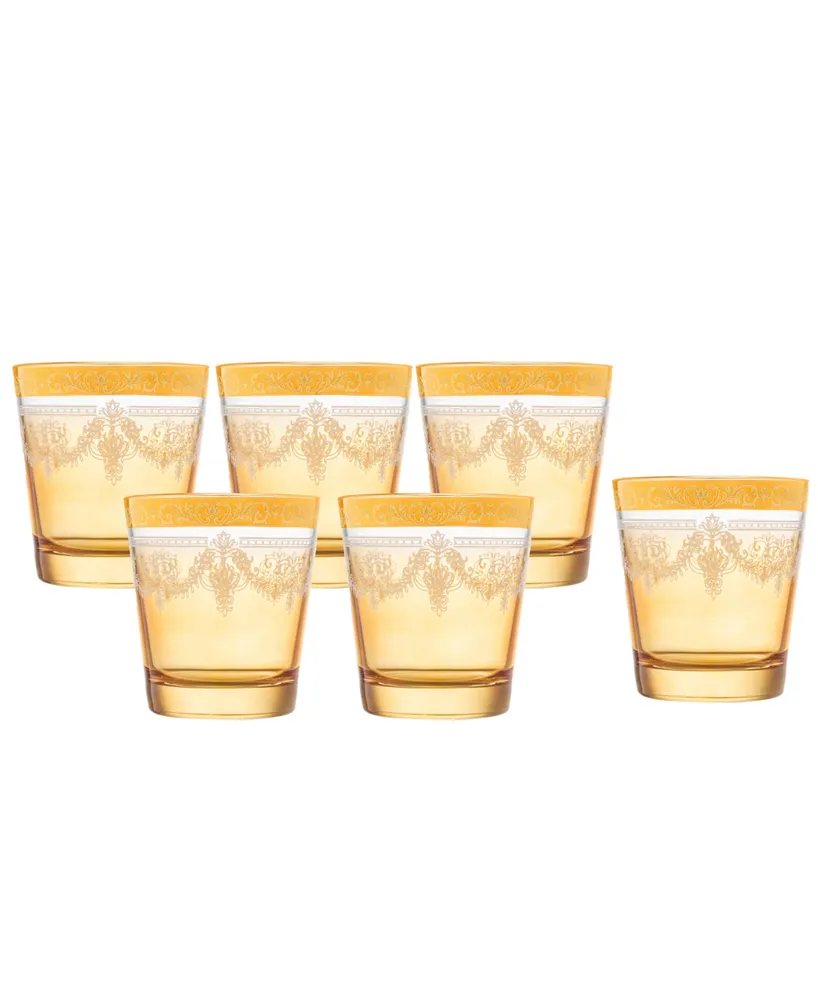 Lorren Home Trends Double Old Fashion 6 Piece Gold Band Glass Set