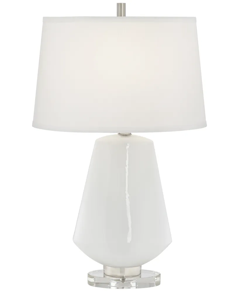 White Glass with Crystal Base Table Lamp