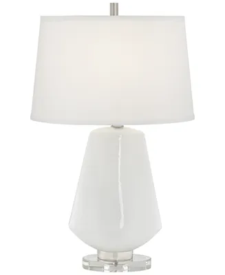 White Glass with Crystal Base Table Lamp