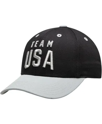 Big Boys Black and Gray Team Usa Latitude Two-Tone Structured Adjustable Snapback Hat