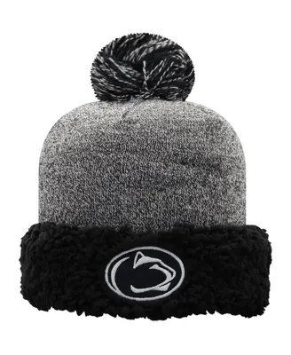Women's Top of the World Black Penn State Nittany Lions Snug Cuffed Knit Hat with Pom