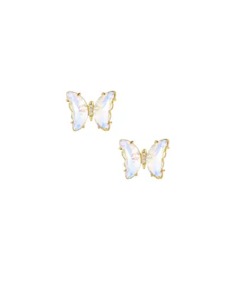 Ettika 18k Gold-Plated Crystal Butterfly Stud Earrings