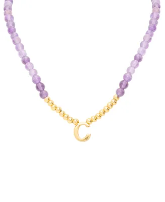 Amethyst Bead Initial 18" Pendant Necklace (63-5/8 ct. t.w.) in Gold-Plated Sterling Silver