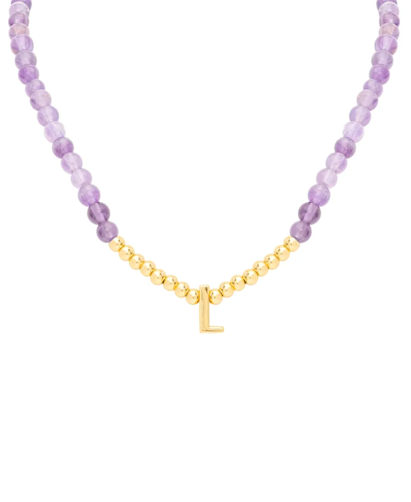 Amethyst Bead Initial 18" Pendant Necklace (63-5/8 ct. t.w.) in Gold-Plated Sterling Silver
