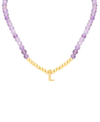Amethyst Bead Initial 18" Pendant Necklace (63-5/8 ct. t.w.) in Gold-Plated Sterling Silver