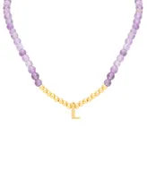 Amethyst Bead Initial 18" Pendant Necklace (63-5/8 ct. t.w.) in Gold-Plated Sterling Silver