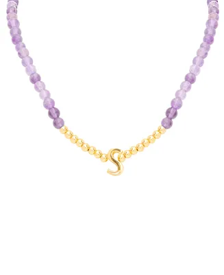 Amethyst Bead Initial 18" Pendant Necklace (63-5/8 ct. t.w.) in Gold-Plated Sterling Silver