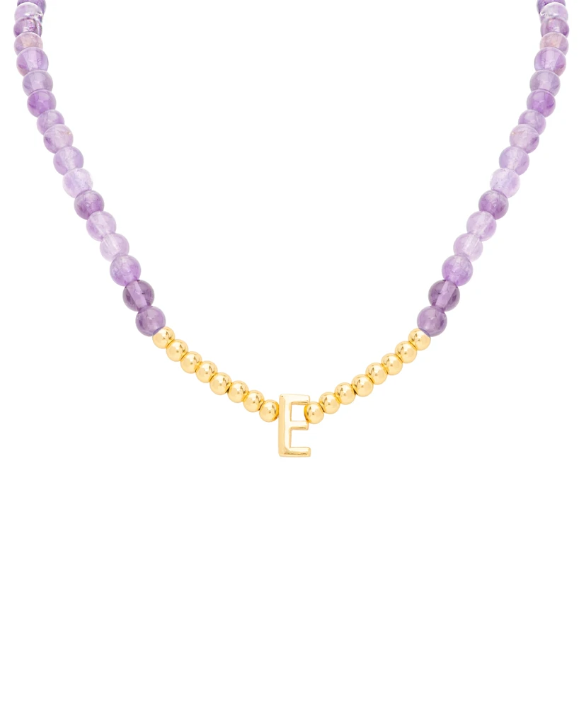 Amethyst Bead Initial 18" Pendant Necklace (63-5/8 ct. t.w.) in Gold-Plated Sterling Silver