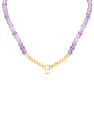 Amethyst Bead Initial 18" Pendant Necklace (63-5/8 ct. t.w.) in Gold-Plated Sterling Silver
