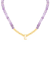 Amethyst Bead Initial 18" Pendant Necklace (63-5/8 ct. t.w.) in Gold-Plated Sterling Silver
