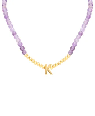 Amethyst Bead Initial 18" Pendant Necklace (63-5/8 ct. t.w.) in Gold-Plated Sterling Silver