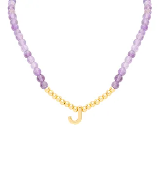 Amethyst Bead Initial 18" Pendant Necklace (63-5/8 ct. t.w.) in Gold-Plated Sterling Silver