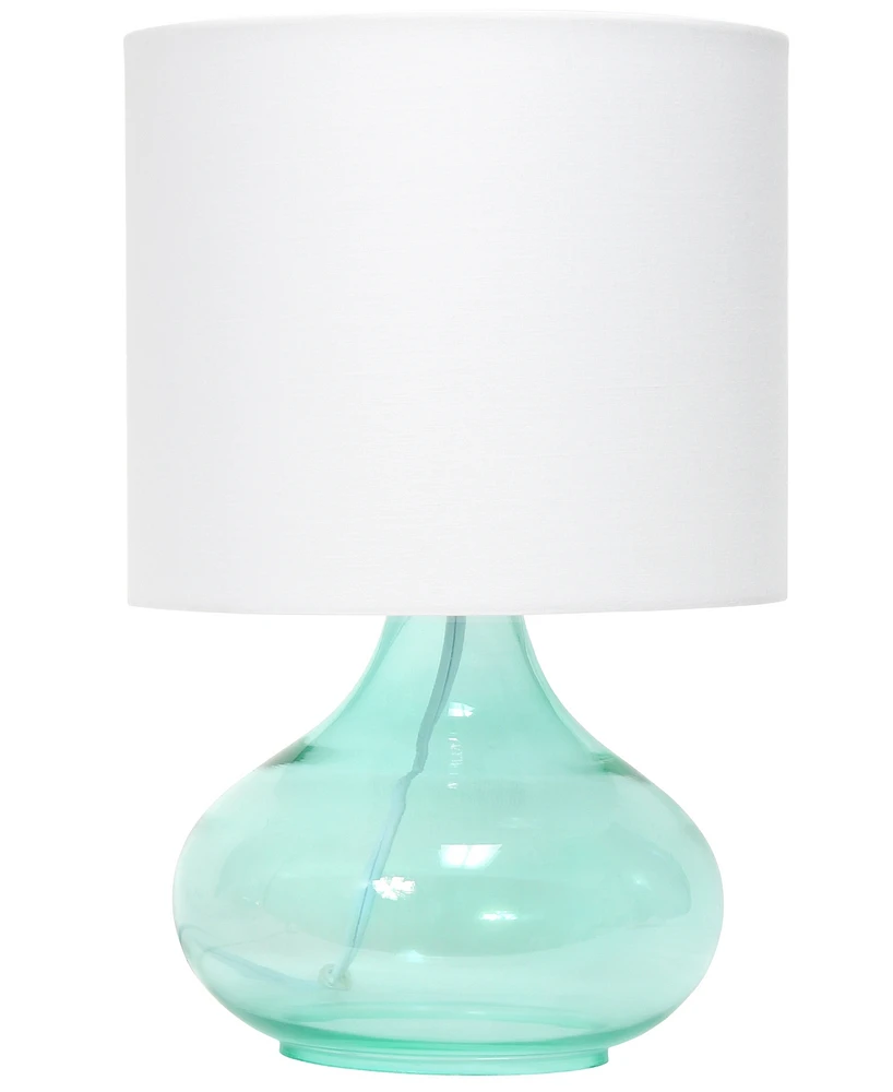 Simple Designs Glass Raindrop Table Lamp With Fabric Shade, Green White Shade