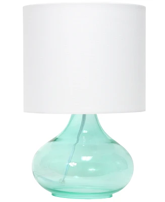 Simple Designs Glass Raindrop Table Lamp with Fabric Shade, Green White Shade