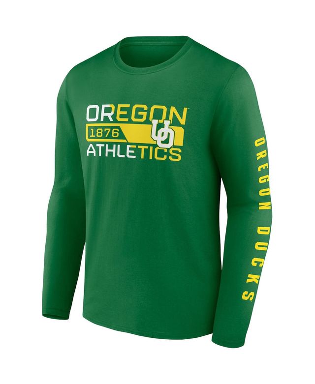 Men's Fanatics Green Oregon Ducks Broad Jump 2-Hit Long Sleeve T-shirt