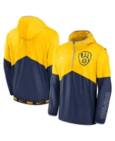 Men's Nike Gold, Navy Milwaukee Brewers Overview Half-Zip Hoodie Jacket