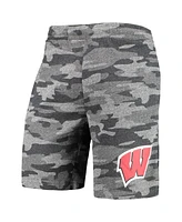 Men's Concepts Sport Charcoal, Gray Wisconsin Badgers Camo Backup Terry Jam Lounge Shorts