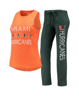 Women's Concepts Sport Green, Orange Miami Hurricanes Tank Top and Pants Sleep Set