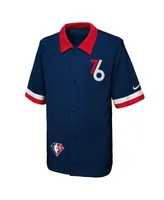 Big Boys Nike Navy Philadelphia 76ers 2021/22 City Edition Therma Flex Short Sleeve Collar Jacket