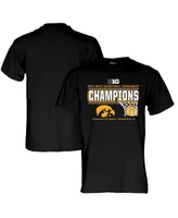 Men's Blue 84 Black Iowa Hawkeyes 2022 Big Ten Basketball Conference Tournament Champions T-shirt