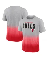 Men's Fanatics Heathered Gray and Red Chicago Bulls Board Crasher Dip-Dye T-shirt