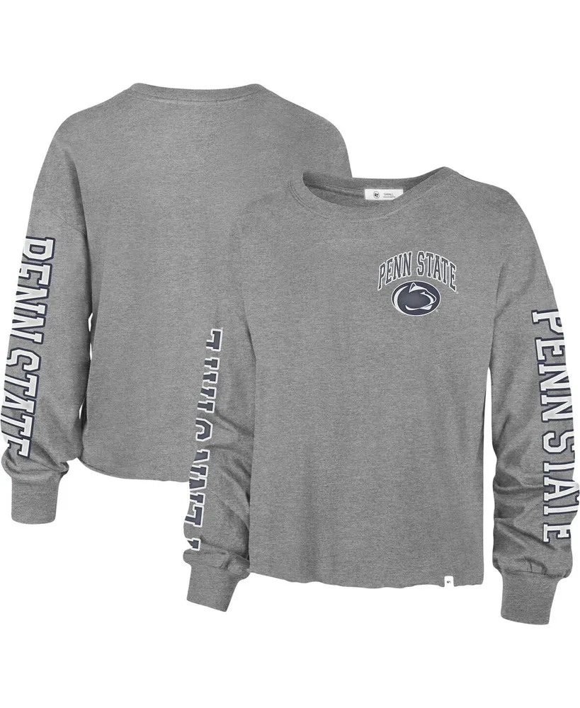 Women's '47 Brand Heathered Gray Penn State Nittany Lions Ultra Max Parkway Long Sleeve Cropped T-shirt