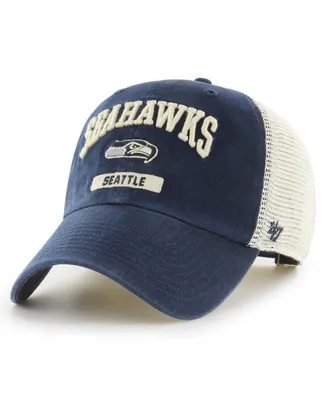 Men's '47 College Navy and White Seattle Seahawks Morgantown Trucker Clean Up Snapback Hat