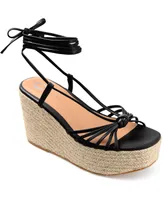 Journee Collection Women's Catalinn Tie-Up Espadrille Wedge Sandals