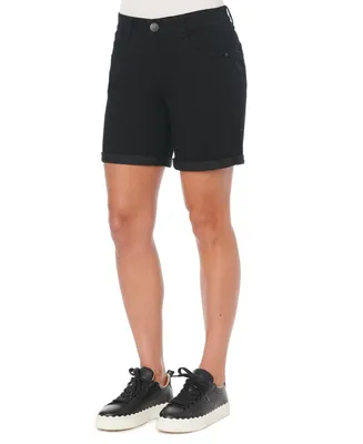 Democracy Women's Ab Solution Roll Cuff Elastic Waistband 7" Shorts