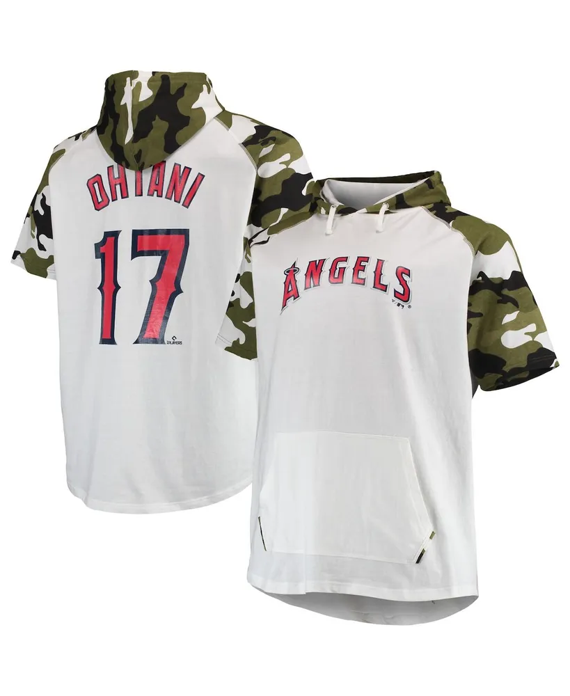 Men's Fanatics Branded Shohei Ohtani Red Los Angeles Angels Name & Number Muscle Tank Hoodie